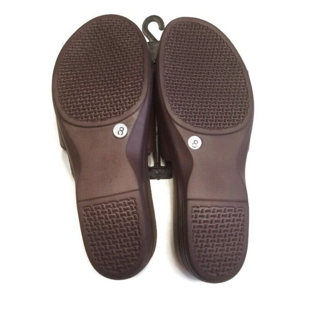 Junies Comfort Slip On Wedge Sandals Womens Size 8 Brown Single Buckle - Picture 4 of 4